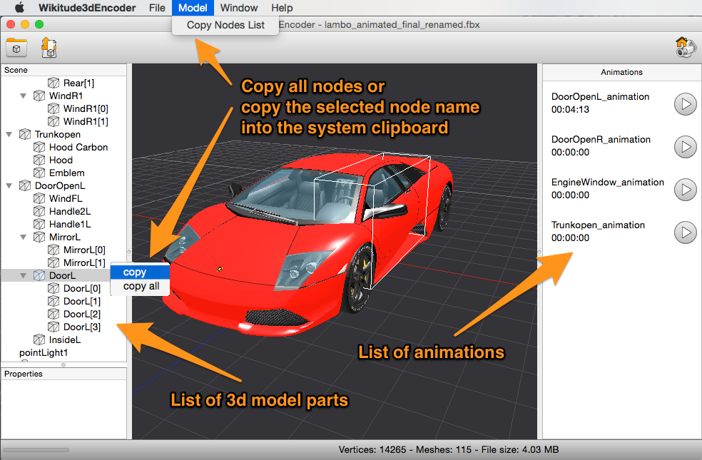 3D Encoderでのモデルパーツの識別子のコピー
